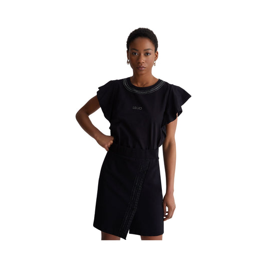 Eco-sustainable T-shirt with rhinestones - Black