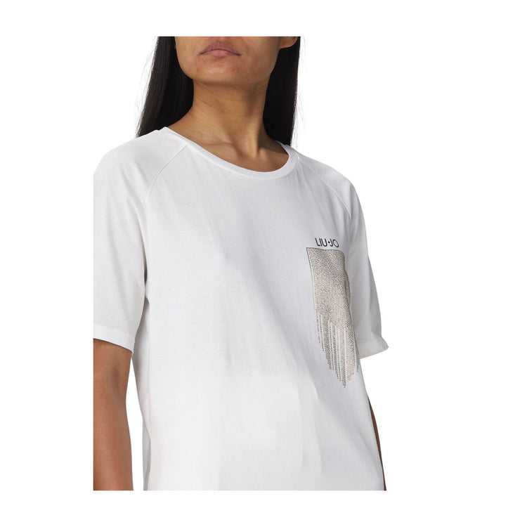 Eco-sustainable women's t-shirt with rhinestones