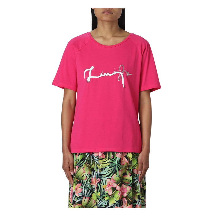 Eco-sustainable women's t-shirt with rhinestones