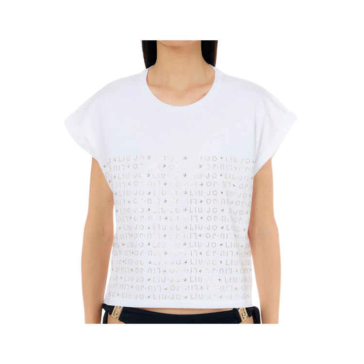 Women's T-shirt with logo rhinestones