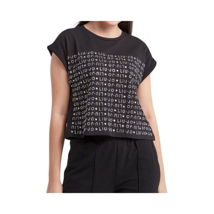 Women's T-shirt with logo rhinestones