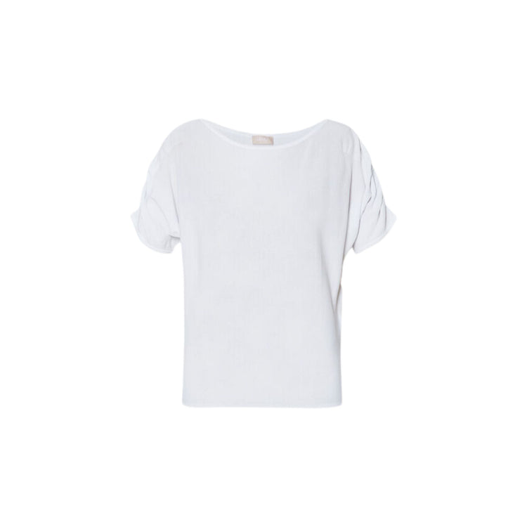 Women's sweater with gathered sleeves