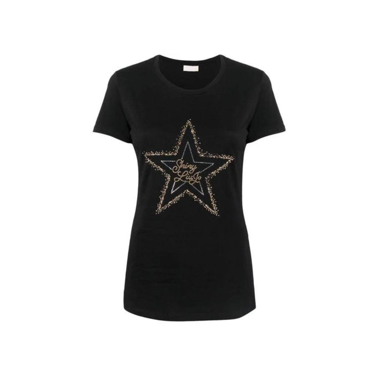 Eco-sustainable women's t-shirt with rhinestones