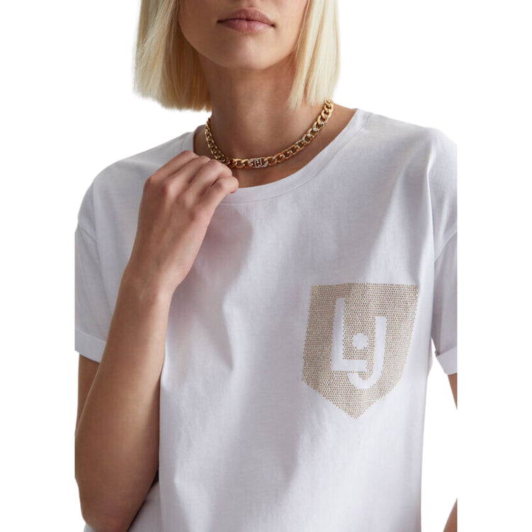 T-shirt Donna con strass a forma di tasca