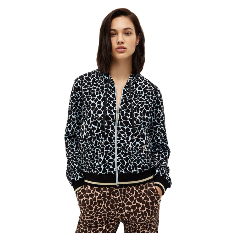 Felpa Donna con stampa animalier e zip