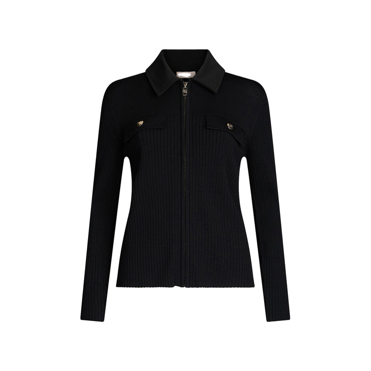 Cardigan in maglia con zip Nero