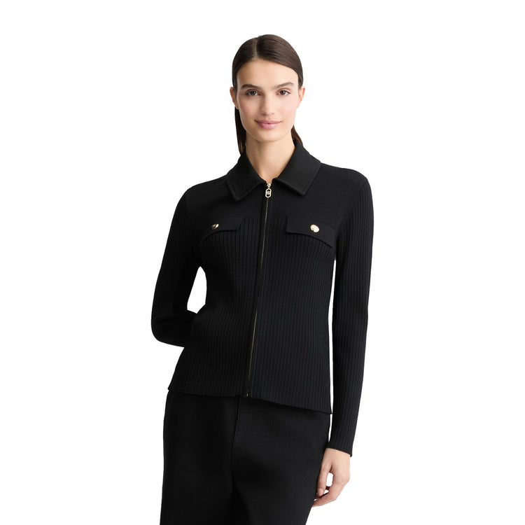 Cardigan in maglia con zip Nero