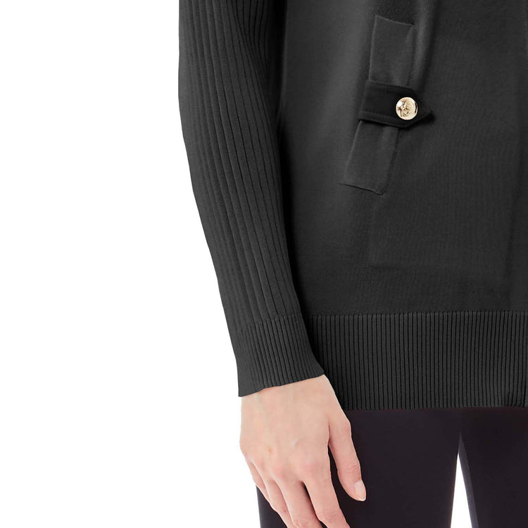 Cardigan Donna in maglia con zip Nero dettaglio