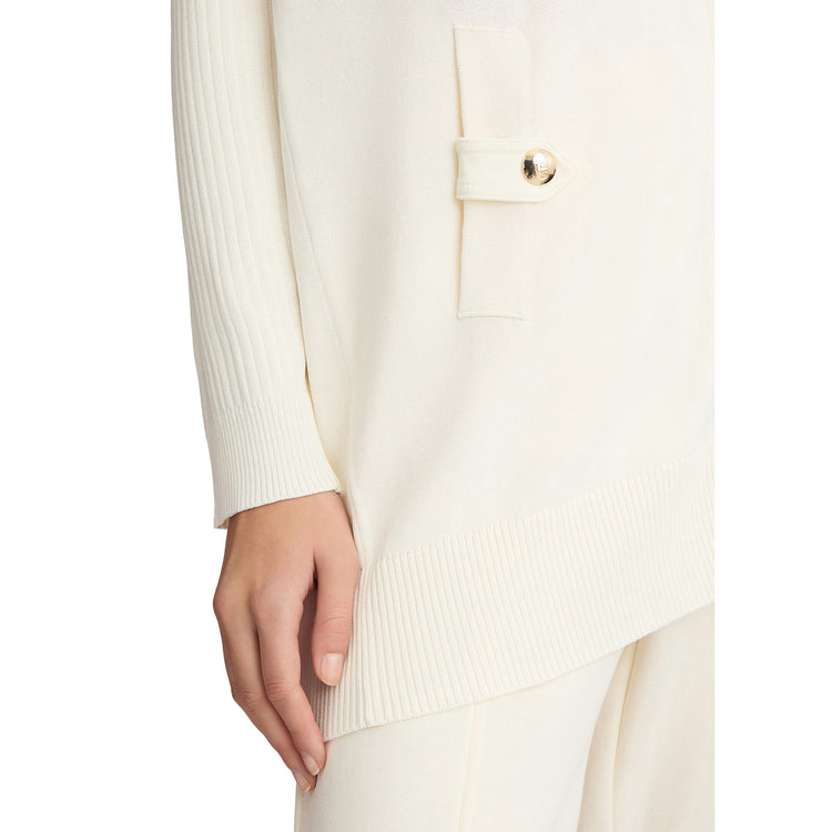 Cardigan Donna in maglia con zip Bianco dettaglio