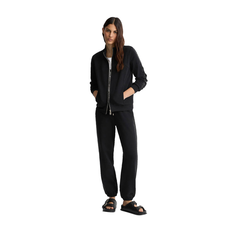Pantaloni Donna in felpa Nero modella intera frontale