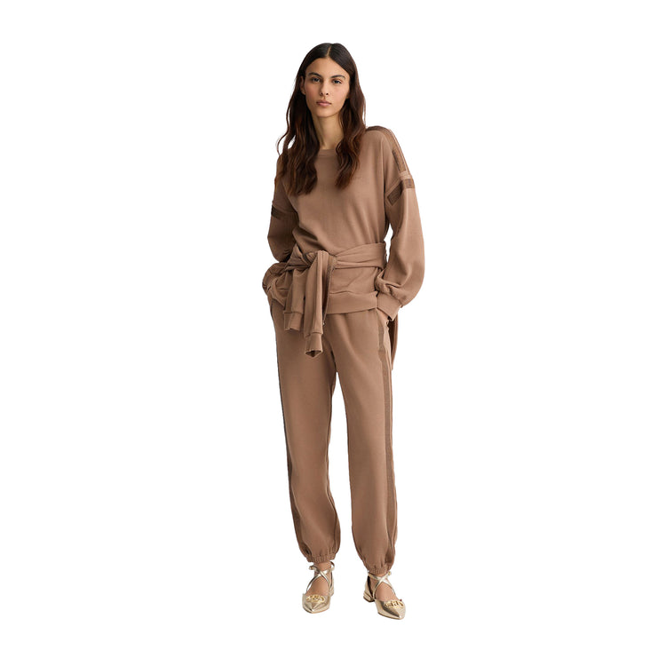 Pantaloni Donna in felpa Marrone modella frontale