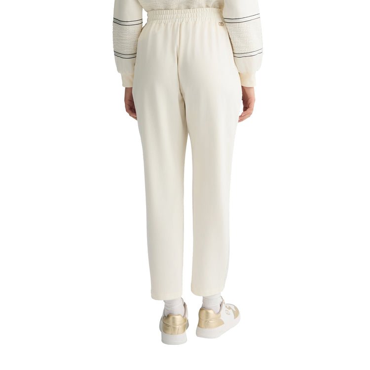 Pantaloni Donna jogging in jersey Bianco modella retro