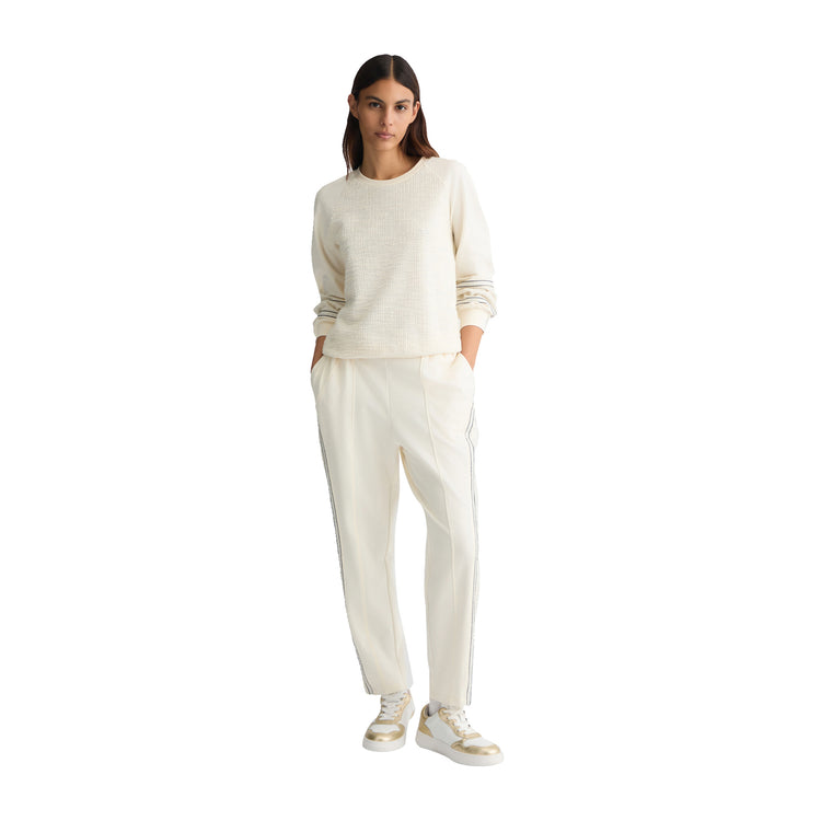 Pantaloni Donna jogging in jersey Bianco modella intera frontale