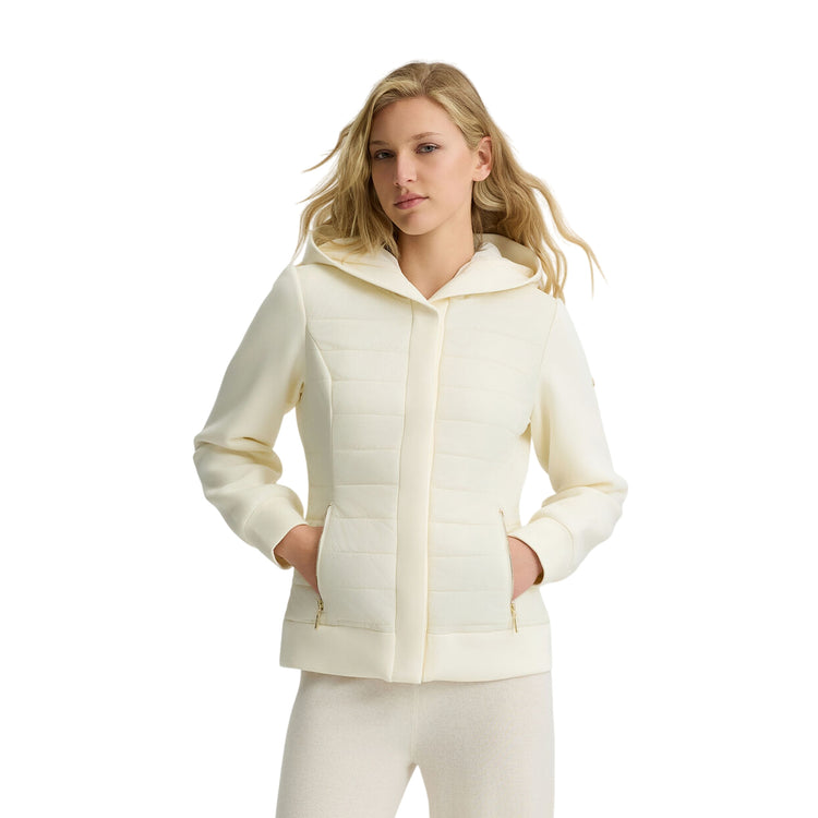 Giacca Donna in scuba bianco modella frontale