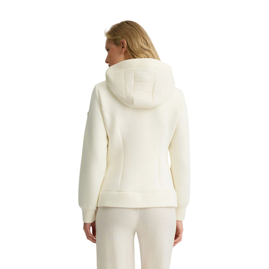 Giacca Donna in scuba bianco modella retro