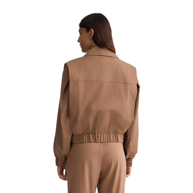Giubbotto Donna doppiopetto marrone modella retro