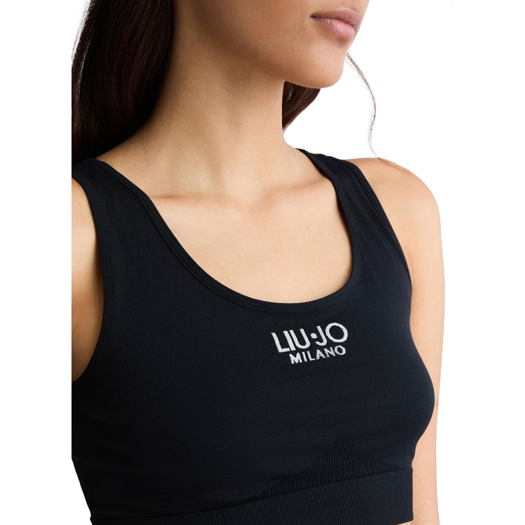 Crop Top Donna in jersey Nero dettaglio