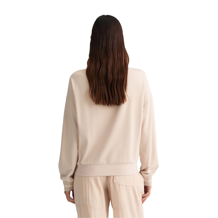 Felpa Donna con logo ricamato sur ton Beige modella retro