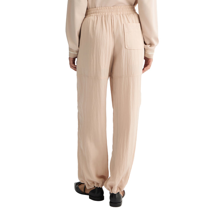 Pantaloni Donna in misto viscosa Beige modella retro