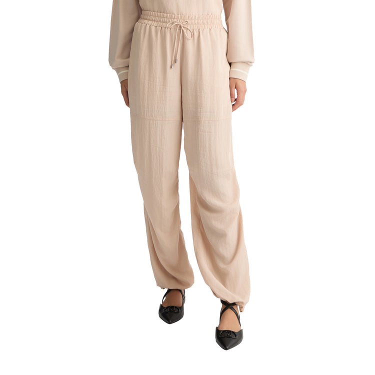 Pantaloni Donna in misto viscosa Beige modella frontale