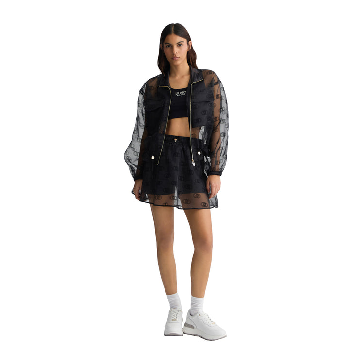Giacca Donna in organza stampata modella frontale intera