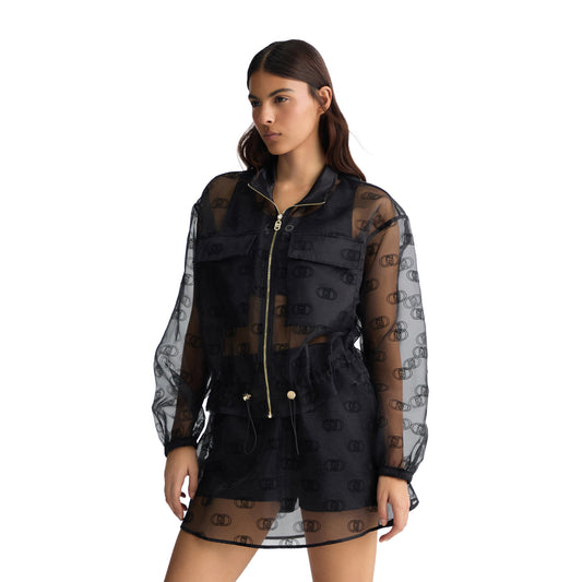 Giacca Donna in organza stampata modella frontale