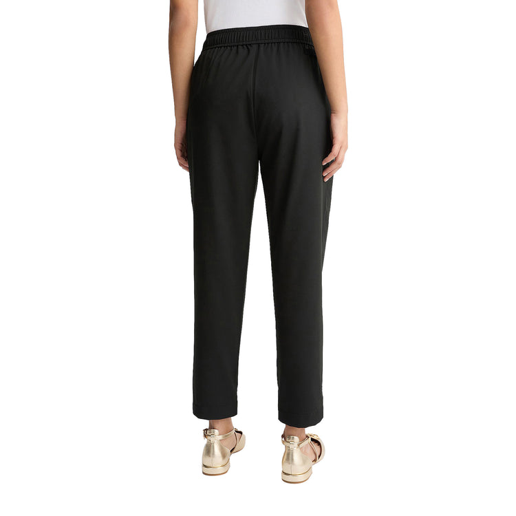 Pantaloni Donna cropped in misto bambù stretch nero modella retro