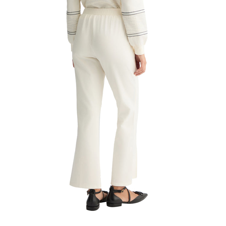 Pantaloni Flare Donna in jersey Bianco modella retro