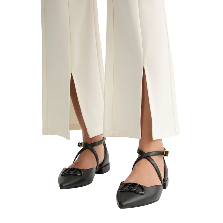 Pantaloni Flare Donna in jersey Bianco dettaglio