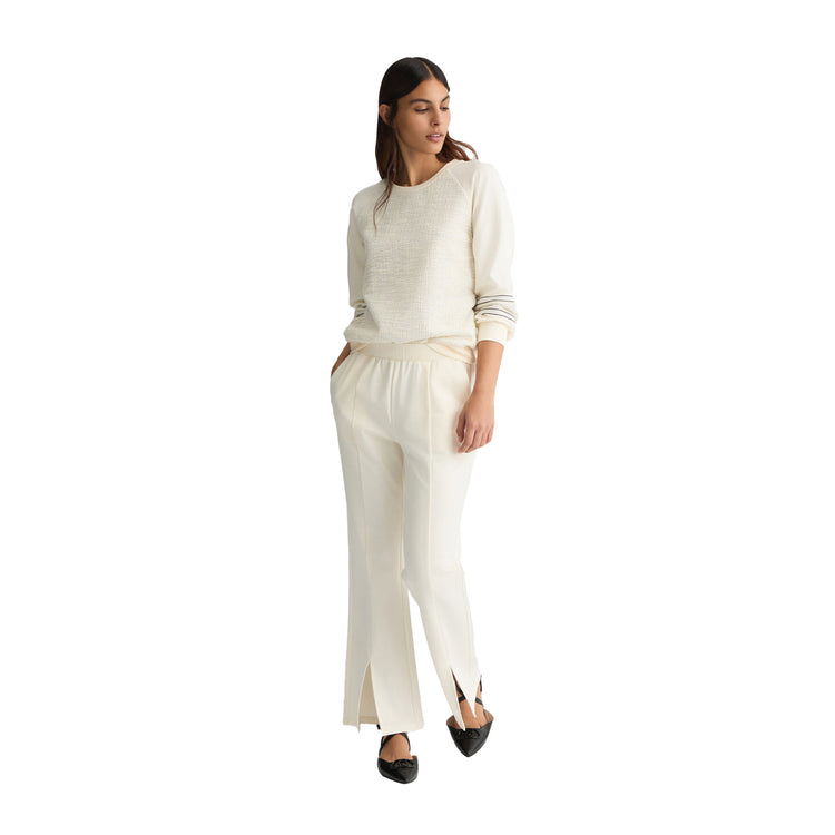 Pantaloni Flare Donna in jersey Bianco modella frontale intera