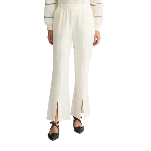 Pantaloni Flare Donna in jersey Bianco modella frontale