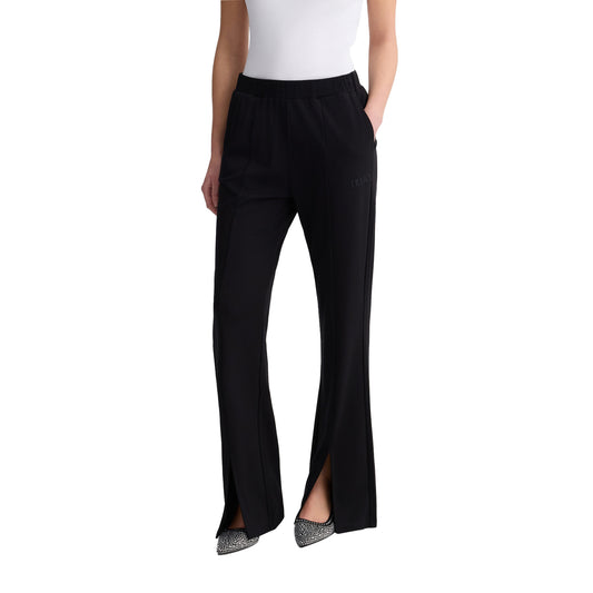 Pantaloni Flare Donna in jersey Nero modella frontale