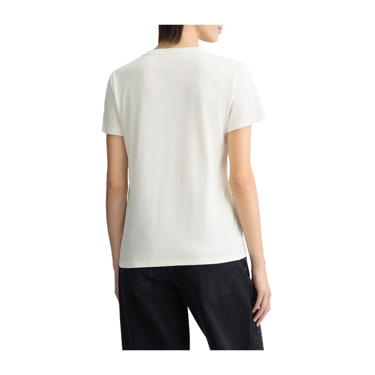 T-shirt Donna bianca con finto taschino sul petto e scollatura girocollo