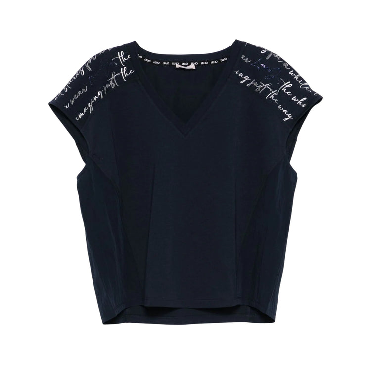 T-shirt Donna a tinta unita con scollo a V