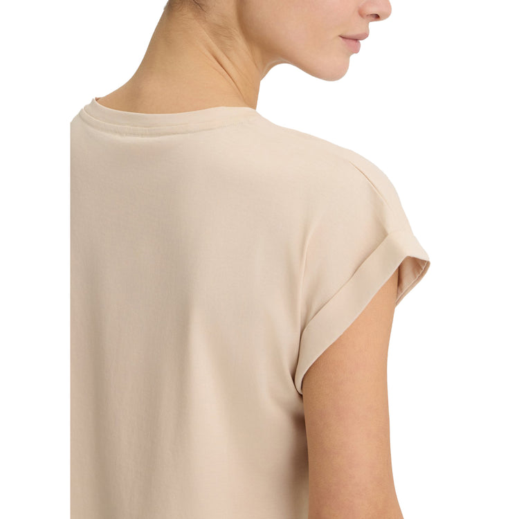 T-shirt Donna in cotone con logo Beige dettaglio retro