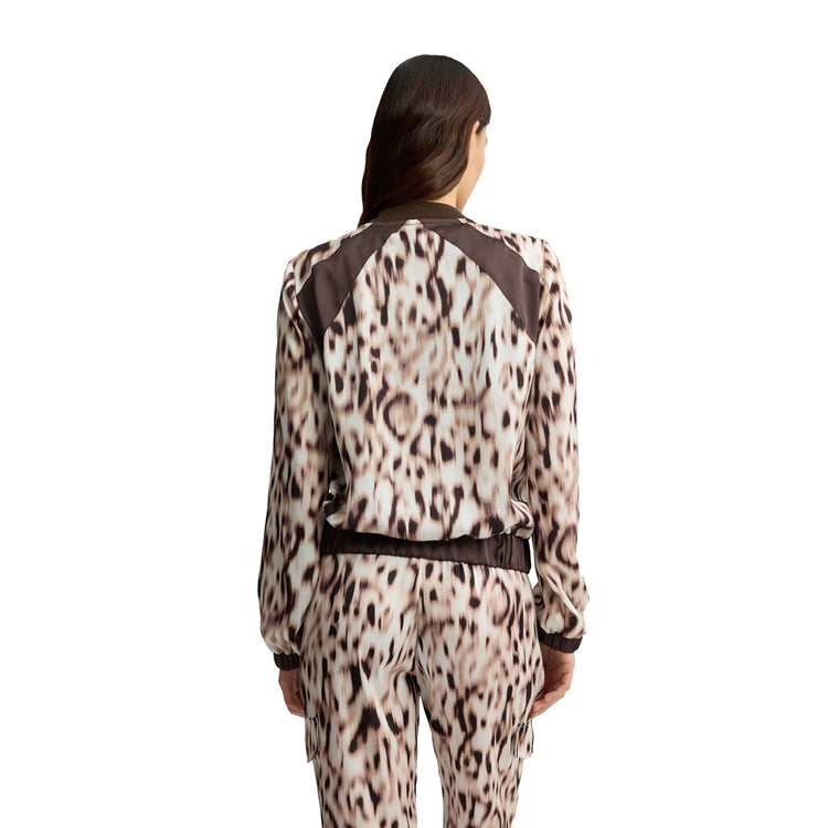 Bomber Donna in raso stampato Animalier modella retro