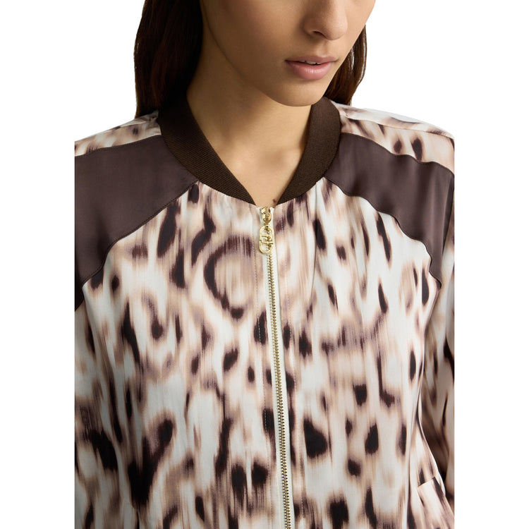 Bomber Donna in raso stampato Animalier dettaglio