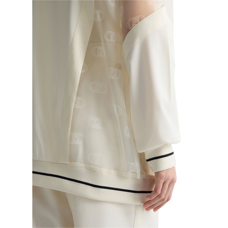 Giacca Donna con zip e dettagli tulle Bianco dettaglio