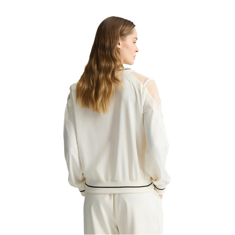 Felpa Donna con scollo a V Bianco modella retro