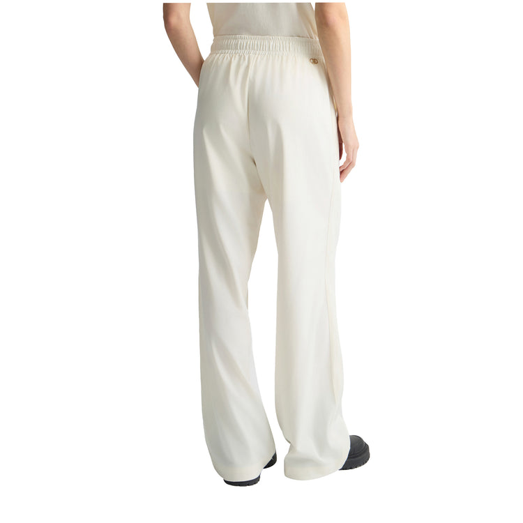 Pantaloni donna in misto bambù stretch Bianco modella retro