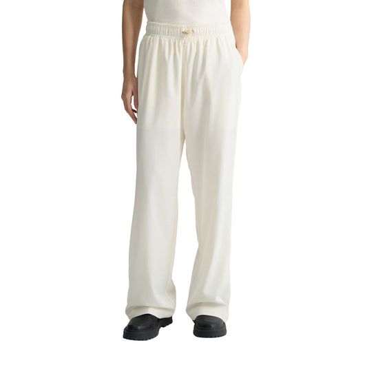 Pantaloni donna in misto bambù stretch Bianco modella frontale