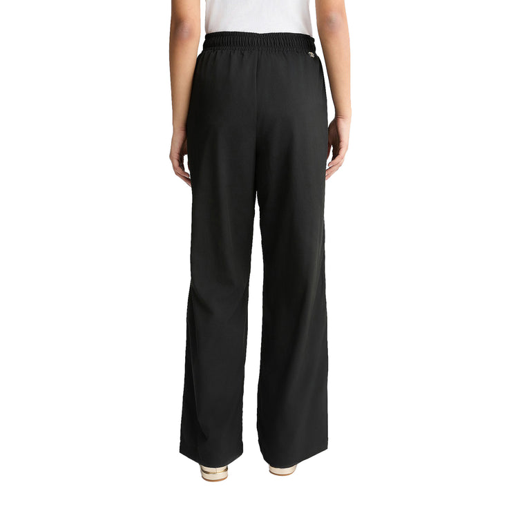 Pantaloni donna in misto bambù stretch Nero modella retro