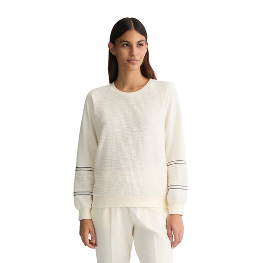 Felpa Donna in bouclé di misto cotone stretch modella frontale