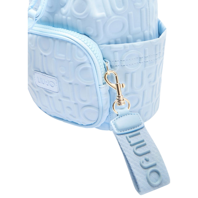 Borsa a secchiello medio in scuba azzurro dettaglio