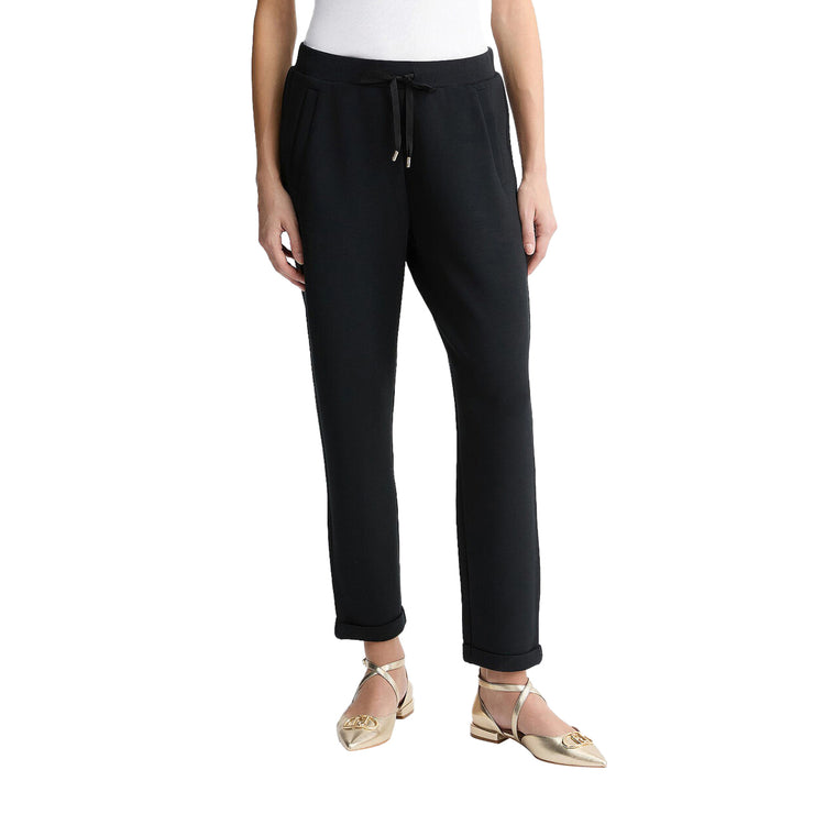 Pantaloni jogging da donna in scuba Nero modella frontale