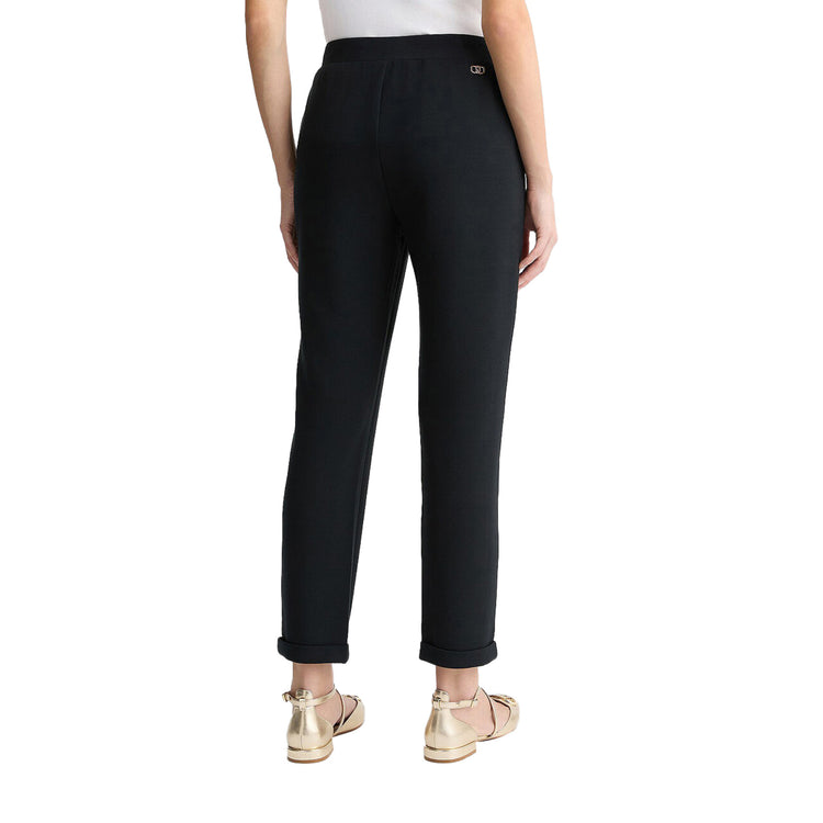 Pantaloni jogging da donna in scuba Nero modella retro