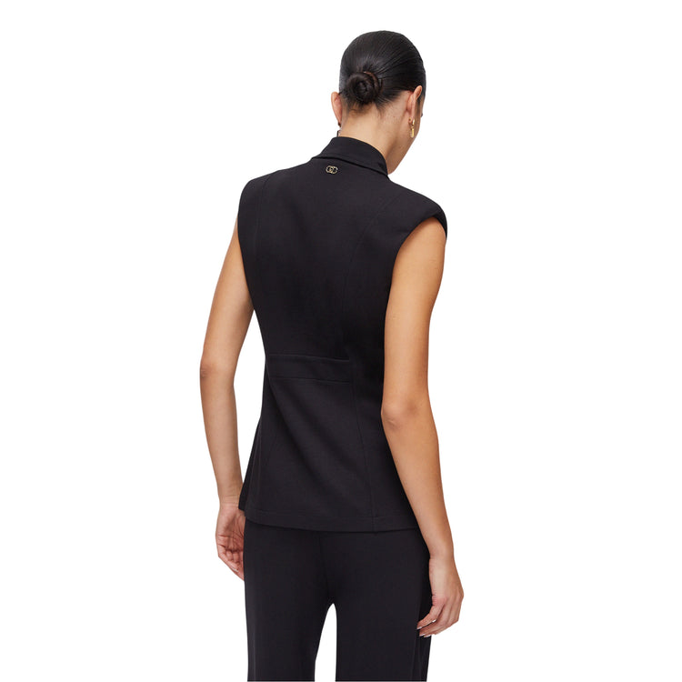 Gilet da Donna nero con spalline imbottite retro