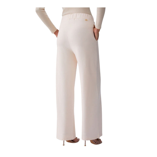 Pantaloni Donna in jersey con spacchetti Bianco modella retro