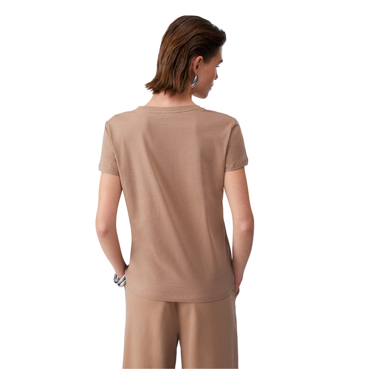 T-shirt da Donna con scollo a V Beige retro