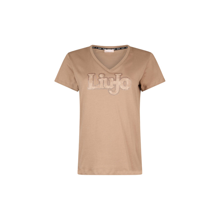 T-shirt da Donna con scollo a V Beige